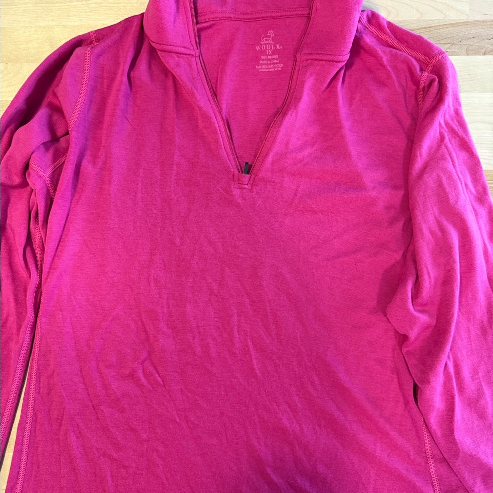 Woolx Women's Pink 1/4 zip Sweater